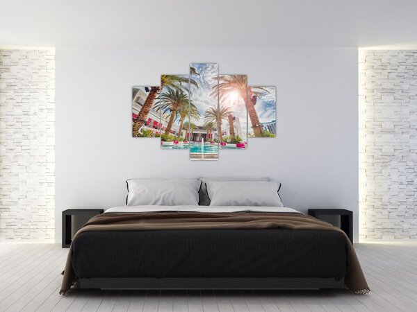 Slika - palme s bazenom (150x105 cm)
