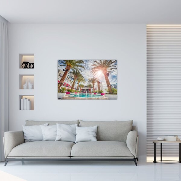 Slika - palme s bazenom (90x60 cm)