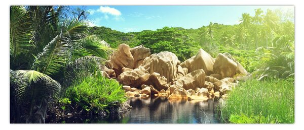 Slika jezera u džungli Sejšela (120x50 cm)