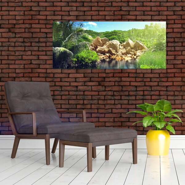 Slika jezera u džungli Sejšela (120x50 cm)