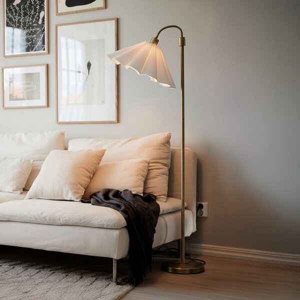 PR Home Podna lampa Amy, zlatno/bijela, s jednom žaruljom, visina 150 cm, E27, Bijela, Dnevni boravak/blagovaonica, Metal