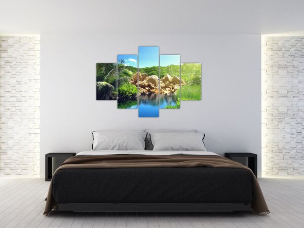 Slika jezera u džungli Sejšela (150x105 cm)