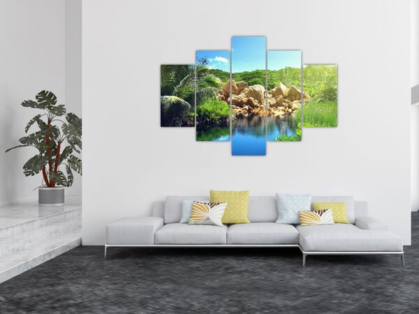 Slika jezera u džungli Sejšela (150x105 cm)