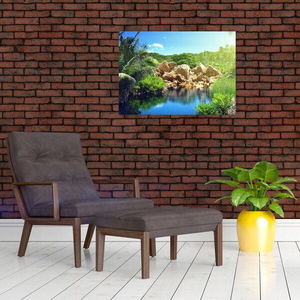 Slika jezera u džungli Sejšela (70x50 cm)