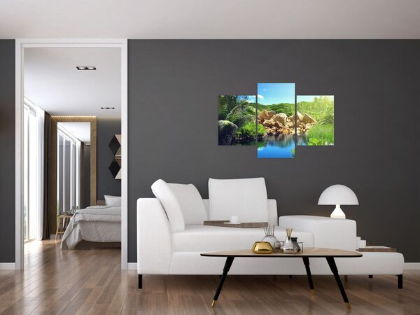 Slika jezera u džungli Sejšela (90x60 cm)