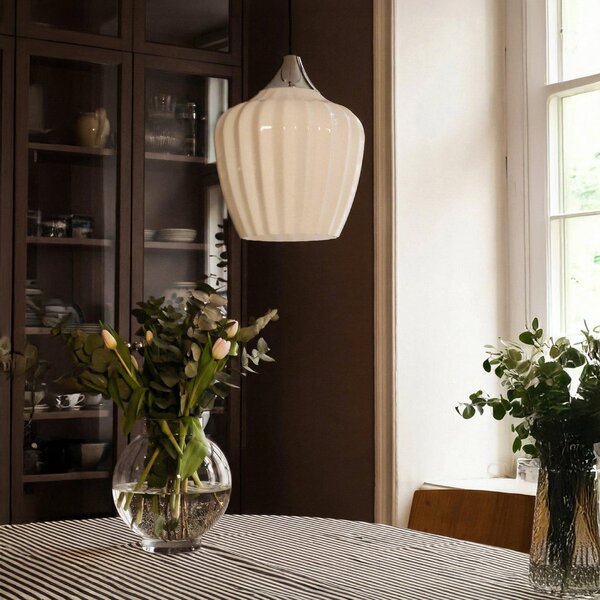PR Home Amalfi viseća svjetiljka, opalno bijela, Ø 25 cm, staklo, E27, utikač, Bijela, Dnevni boravak/blagovaonica, Staklo