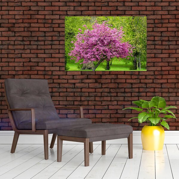 Slika cvjetajućeg stabla na livadi (90x60 cm)
