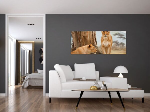 Slika - dvije lavice (120x50 cm)