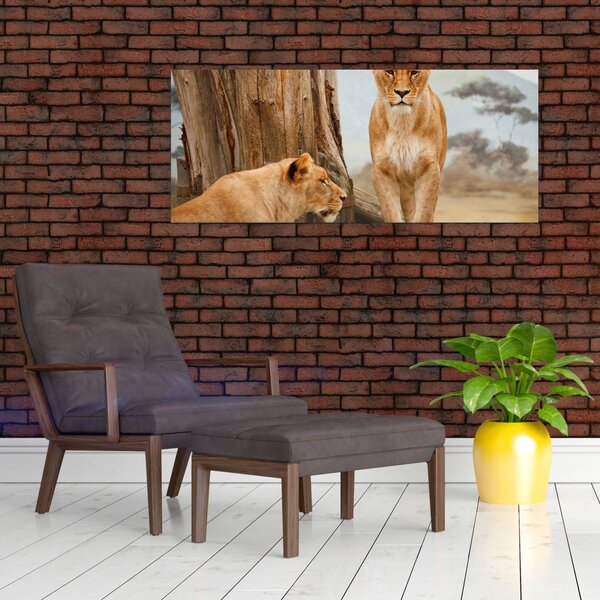 Slika - dvije lavice (120x50 cm)