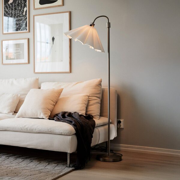 PR Home Podna lampa Amy, srebrno/bijela, s jednim sijalicom, visina 150 cm, E27, Metalik, Dnevni boravak/blagovaonica, Metal