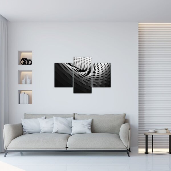 Apstraktna slika - crno-bijela spirala (90x60 cm)