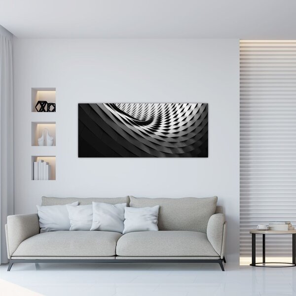 Apstraktna slika - crno-bijela spirala (120x50 cm)