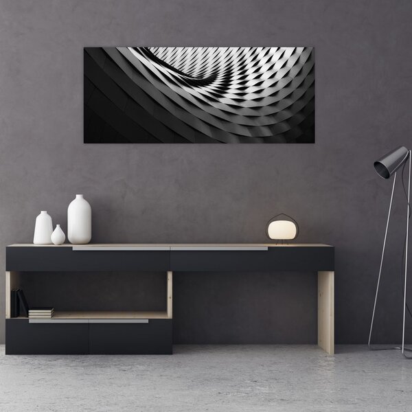 Apstraktna slika - crno-bijela spirala (120x50 cm)