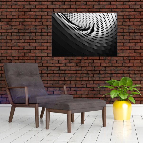 Apstraktna slika - crno-bijela spirala (90x60 cm)
