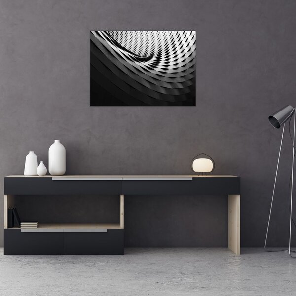 Apstraktna slika - crno-bijela spirala (70x50 cm)
