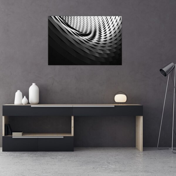 Apstraktna slika - crno-bijela spirala (90x60 cm)