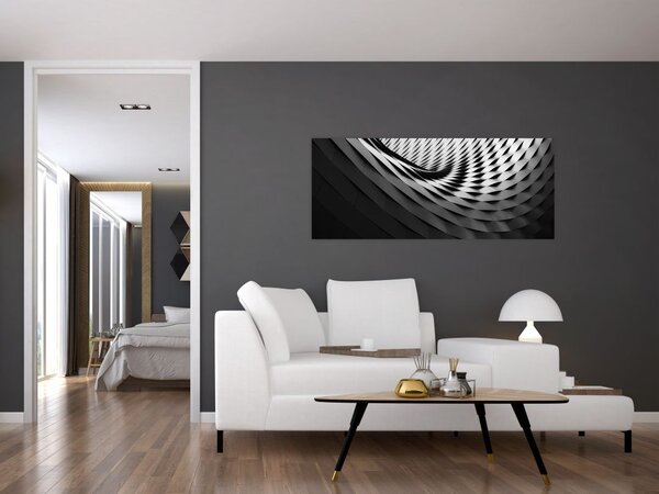 Apstraktna slika - crno-bijela spirala (120x50 cm)