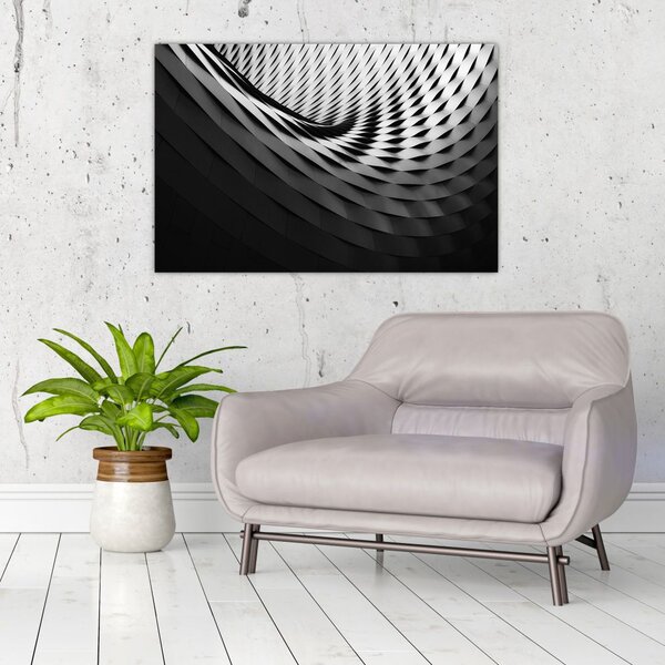 Apstraktna slika - crno-bijela spirala (90x60 cm)