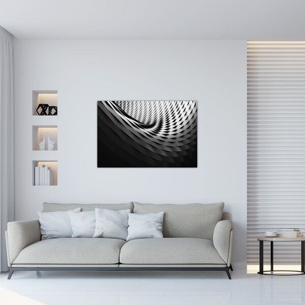 Apstraktna slika - crno-bijela spirala (90x60 cm)