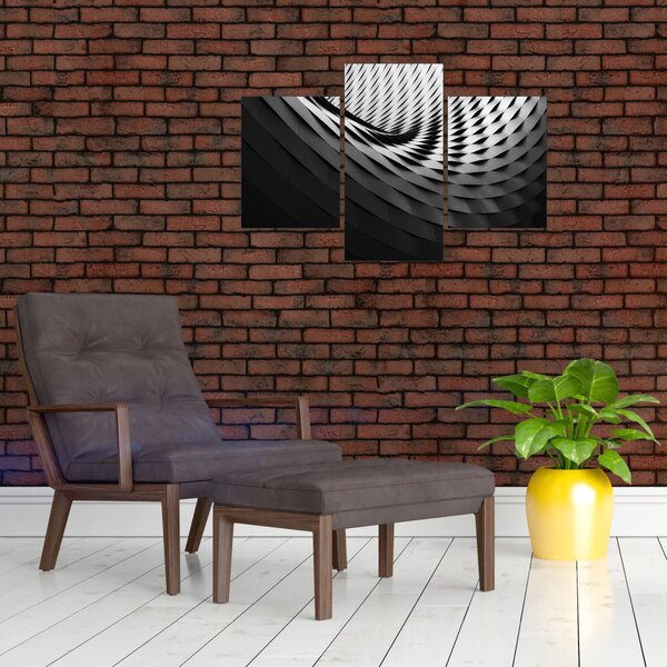 Apstraktna slika - crno-bijela spirala (90x60 cm)