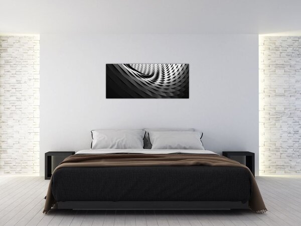 Apstraktna slika - crno-bijela spirala (120x50 cm)