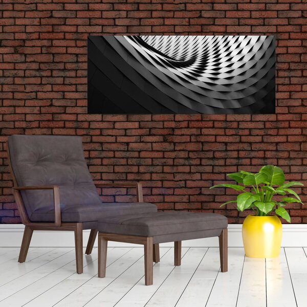 Apstraktna slika - crno-bijela spirala (120x50 cm)