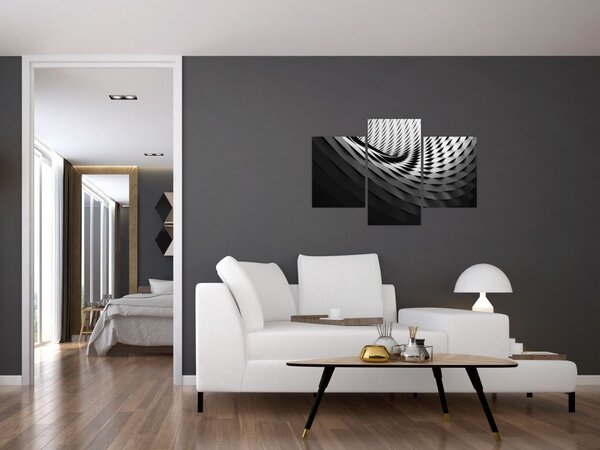 Apstraktna slika - crno-bijela spirala (90x60 cm)