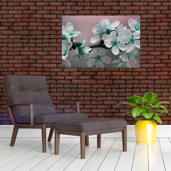 Slika cvijeta - tirkizni (90x60 cm)