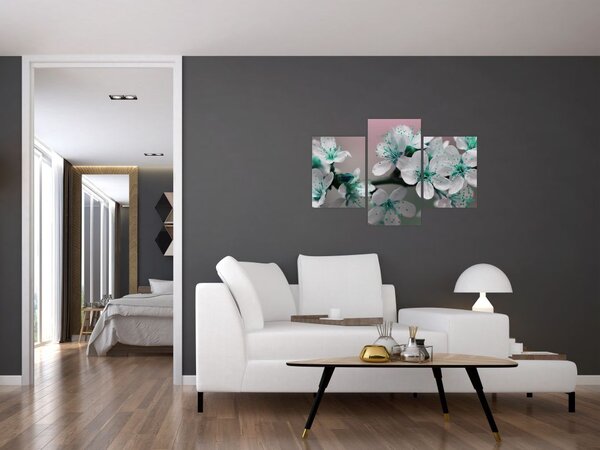 Slika cvijeta - tirkizni (90x60 cm)