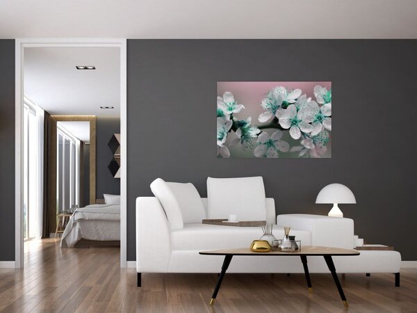 Slika cvijeta - tirkizni (90x60 cm)