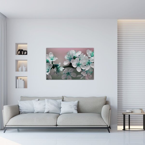 Slika cvijeta - tirkizni (90x60 cm)