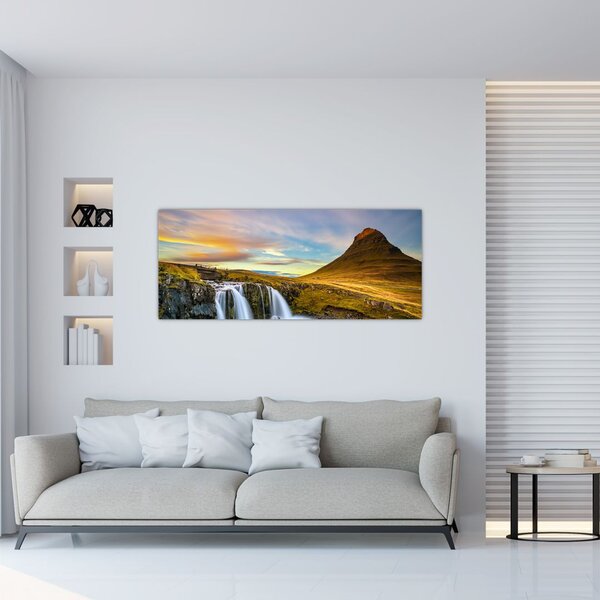Slika planina i slapova na Islandu (120x50 cm)