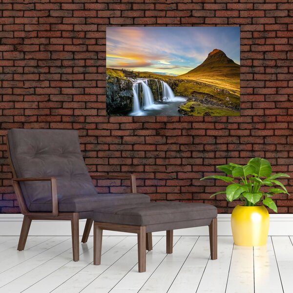 Slika planina i slapova na Islandu (90x60 cm)