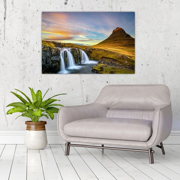 Slika planina i slapova na Islandu (90x60 cm)
