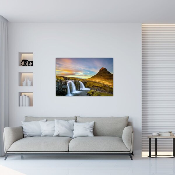 Slika planina i slapova na Islandu (90x60 cm)