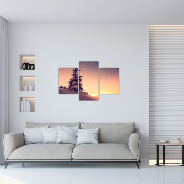 Slika snježnog stabla na livadi (90x60 cm)