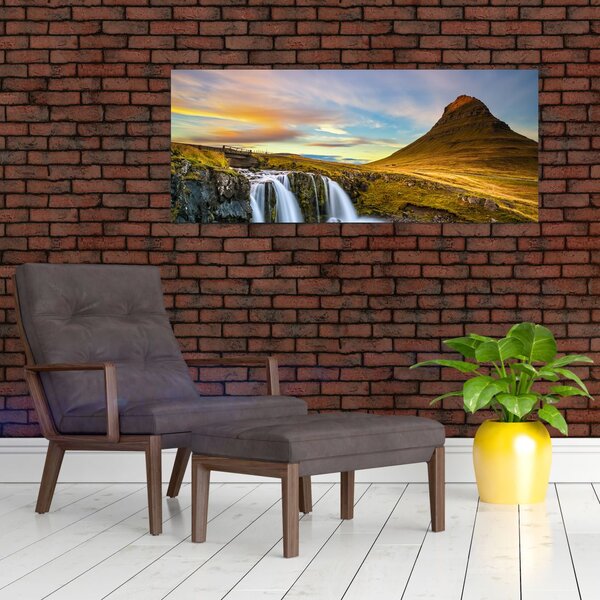 Slika planina i slapova na Islandu (120x50 cm)