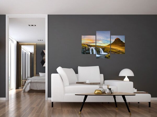 Slika planina i slapova na Islandu (90x60 cm)
