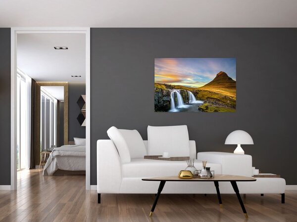 Slika planina i slapova na Islandu (90x60 cm)