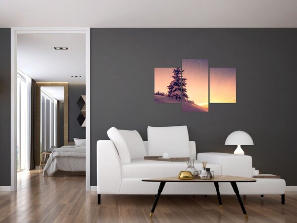 Slika snježnog stabla na livadi (90x60 cm)