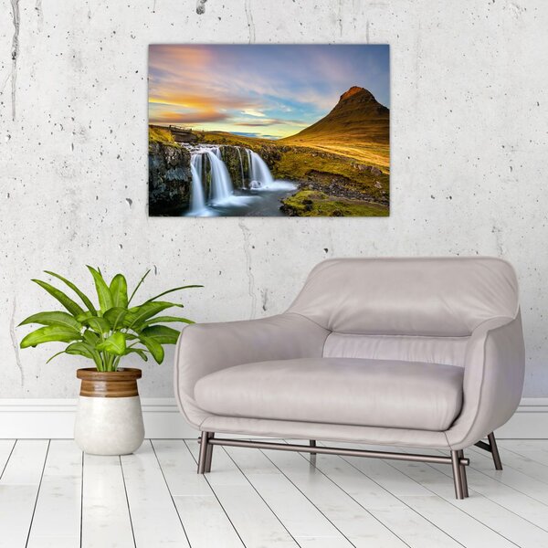 Slika planina i slapova na Islandu (70x50 cm)
