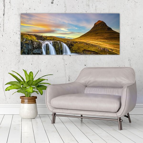 Slika planina i slapova na Islandu (120x50 cm)