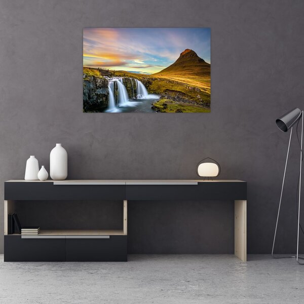 Slika planina i slapova na Islandu (90x60 cm)