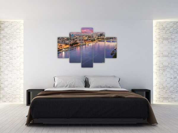 Slika noćnog grada Bratislave s rijekom (150x105 cm)