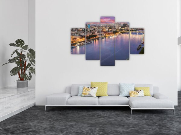 Slika noćnog grada Bratislave s rijekom (150x105 cm)