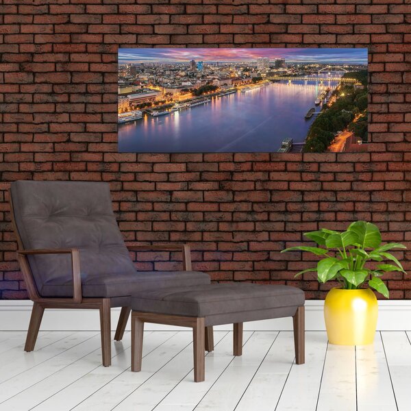 Slika noćnog grada Bratislave s rijekom (120x50 cm)