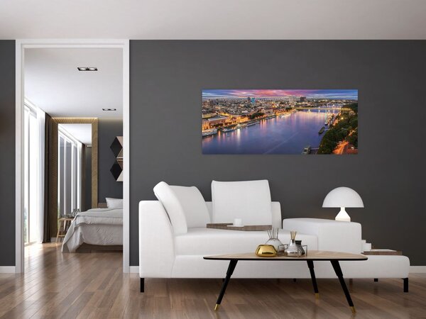 Slika noćnog grada Bratislave s rijekom (120x50 cm)