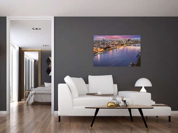 Slika noćnog grada Bratislave s rijekom (90x60 cm)