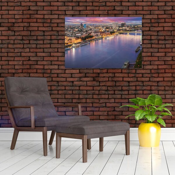 Slika noćnog grada Bratislave s rijekom (90x60 cm)