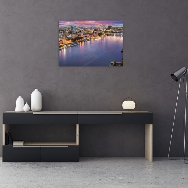 Slika noćnog grada Bratislave s rijekom (70x50 cm)